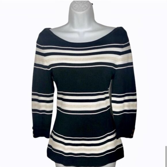 White House Black Market XS Striped Knit Sweater 3/4 Sleeve Multicolor - Picture 1 of 10